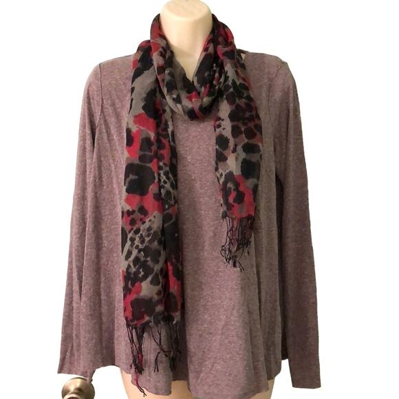 W118 Walter Baker Brown heather loose fitting Knit top Size Medium print scarf - Picture 1 of 8